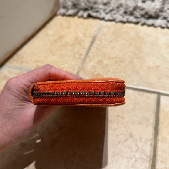 Vintage Lauren Ralph Lauren Womens Orange Pebble leather zip wallet - Picture 5 of 16